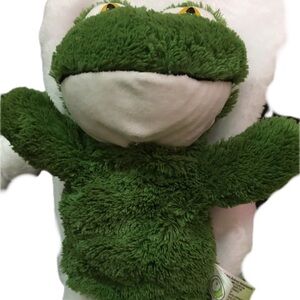 Plush Frog Hand Puppet - Green and White